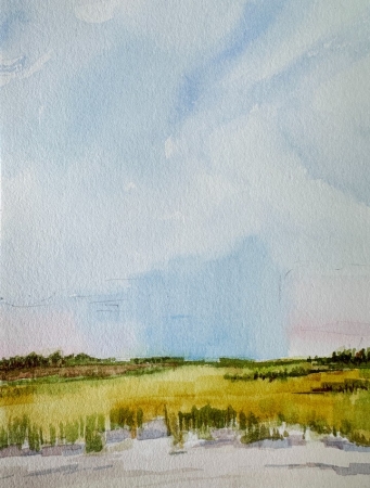Light Rain and Shore Grasses, Galveston by artist Marjorie Lindsay